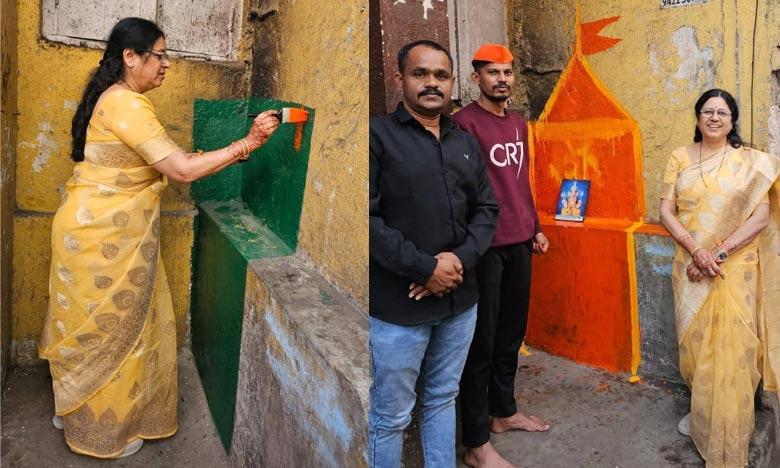 BJP MP in Pune paints green wall as saffron Opposition parties criticize shameful move