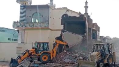 Bulldozer drives on 180-year-old Noori Jama Masjid in UP Yogis bulldozer razes part of it