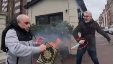 Man attacked with knife after burning Quran in London